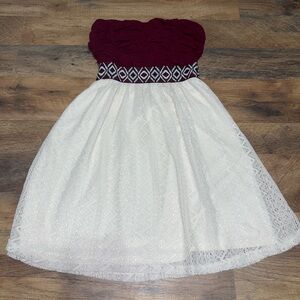 Luna Chix Red and White Strapless Lace Apparel